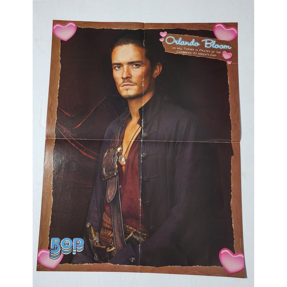 Orlando Bloom Nick Jonas Double Sided Vintage Poster Clipping 20x16 BOP Magazine